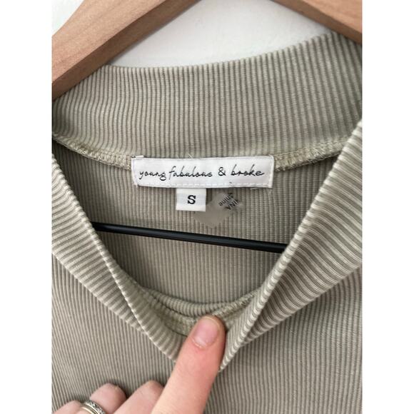 Young Fabulous & Broke Ribbed Long Sleeve Bodycon Dress Small Green Gray - Picture 8 of 9